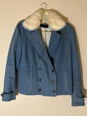 Jenni Kayne Double-Breasted Denim and fur Coat